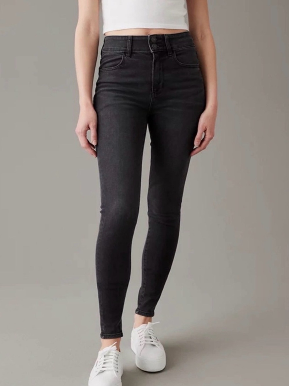 American Eagle Outfitters Black Cozy Next Level Stretch Skinny Jeans